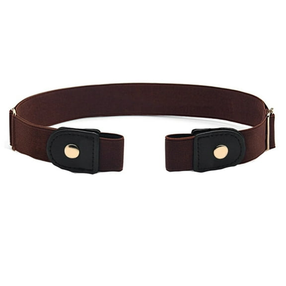 GHSOHS No Buckle Elastic Stretch Belts for Women No Show Canvas Stretch Belt Waistband Comfortable Invisible Belts for Jeans Pants Dress Brown