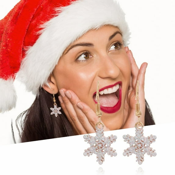 GHSOHS Pearl Stud Earrings for Women Christmas Snowflake Earrings for Women Rhinestone Drop Dangle Earrings Gold Plated Pendant Ear Hook Fashion Jewelry Gift Fashion Earings Ear Ring