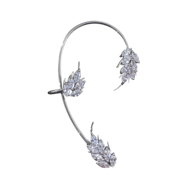 GHSOHS Pearl Stud Earrings for Women Flash Drill Wheat Clip