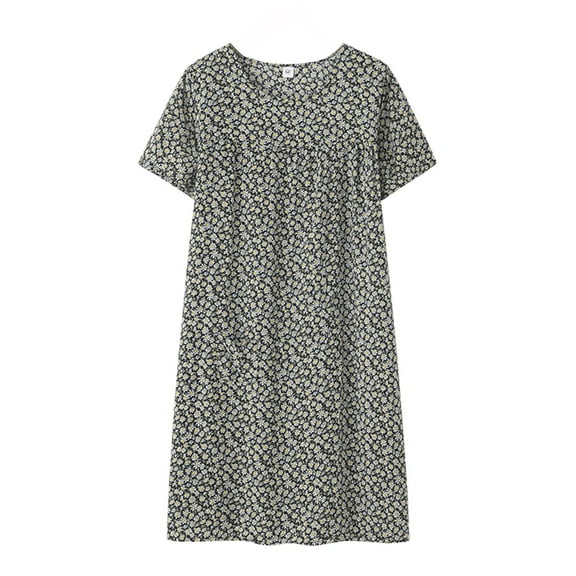 GHSOHS Robes for Women Bathrobe Womens Nightgowns Women's Nightgown Cotton Silk Sleepwear Middle Old People Mother Loose Rayon Short Sleeve Summer Nightshirt Sleepshirt Robe Pajamas