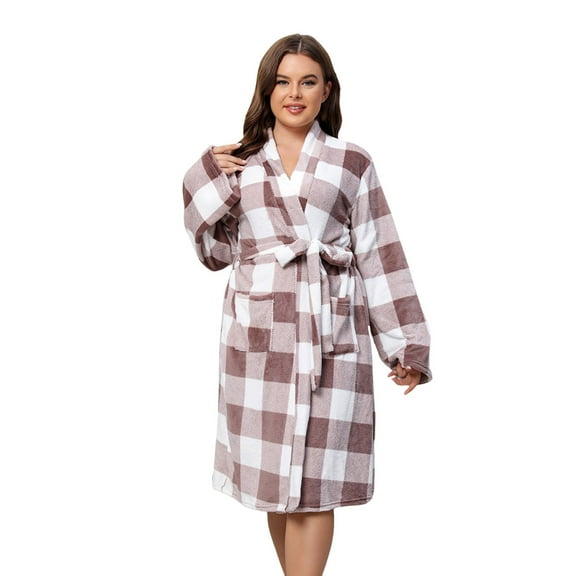 GHSOHS Robes for Women Homewear Plus Size Robe Women Nightgown Warm Flannel Homewear Thickened Bathrobe Fashionable Warm Nightie Sleepwear Sleepshirt Robe Pajamas