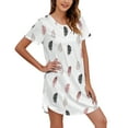 thumbnail image 1 of GHSOHS Robes for Women Robe Teen Girl Clothes Womens Short Sleeve Feather Printing Sleepshirt Scoopneck Cute Nightdress Comfy Nightgown Dress Sleepwear Robe Pajamas, 1 of 5