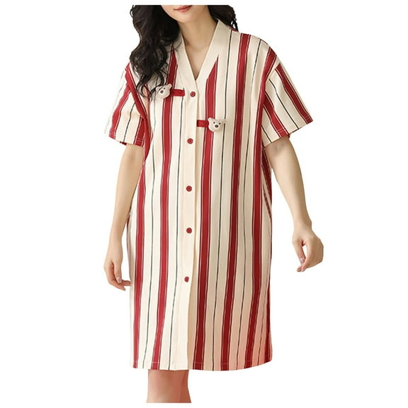 GHSOHS Robes for Women Sleep Dress Petite Dresses for Women Summer Sleep Dress with Chest Pads Pure Cotton Nightgown Sling Home Dress Outside Wearing Pajamas Sleepwear Sleepshirt Robe