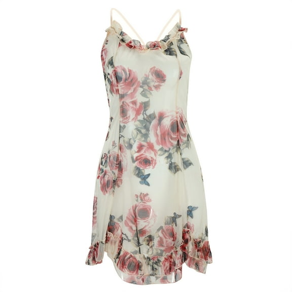 GHSOHS Robes for Women Sleep Shirt Womens Night Shirts for Sleeping Women's Casual and Elegant Printed Deep V Neck Sheer Mesh Stretchy Sexy Sleepwear Lingerine Sleepshirt Robe Pajamas Nightgown