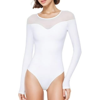 「高評価！」注目のレビュ White Mesh Bodysuit トップス