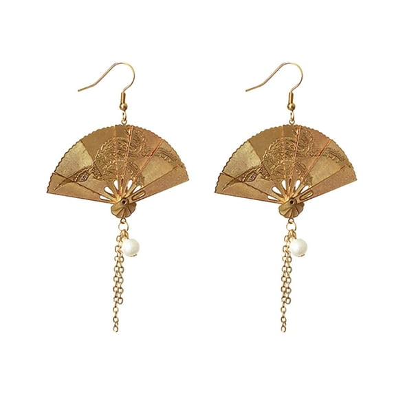 GHSOHS Silver Earrings for Women Asymmetric Fan Earrings Sector Drop Earrings Small Fan Dangle Earrings Cute Retro Ethnic Pretty Stud Earrings Gold Hoop Earrings Fashion Earings Ear Ring