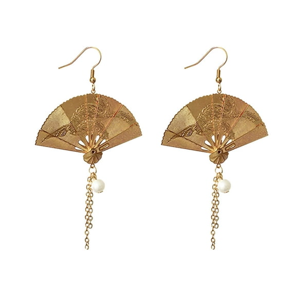 GHSOHS Silver Earrings for Women Asymmetric Fan Earrings Sector Drop Earrings Small Fan Dangle Earrings Cute Retro Ethnic Pretty Stud Earrings Gold Hoop Earrings Fashion Earings Ear Ring