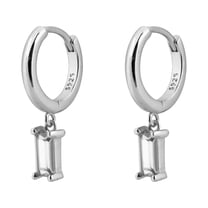 GHSOHS Silver Hoop Earrings Rectangular Colored Zircon Earrings Simple Fashion Real Gold Electroplated Earrings for Women Gold Hoop Earrings Fashion Earings Ear Ring