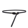 thumbnail image 1 of GHSOHS Skinny Leather Belts for Women Fashion Simple Versatile Gold Buckle Thin Waistband Tie Knot Waist Belts for Dresses Pants Jeans Black, 1 of 2