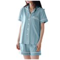 thumbnail image 1 of GHSOHS Sleepwear Pajamas for Women Set 2 Piece Sets for Women Summer Cotton Short Sleeved Shorts Cardigan Cute Oversize Summer Home Clothing Two Piece Suit Outfits Nightwear Pj Lounge Sets Outfits, 1 of 5