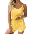 thumbnail image 1 of GHSOHS Sleepwear Pajamas for Women Set Sets for Women Sexy Silk Pajamas Set for Women Satin Camisole V Neck Top + Shorts Home Wear Sleepwear Set 2 Piece Outfits Nightwear Short Sleeve Top + Shorts, 1 of 3