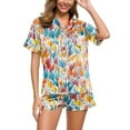 thumbnail image 1 of GHSOHS Sleepwear Pajamas for Women Set Women Pajama Sets Home Clothes Short Sleeved Silk Like Pajamas Womens Summer Multicolor Suit 2 Piece Outfits Nightwear Pj Lounge Sets Pj Sets, 1 of 5