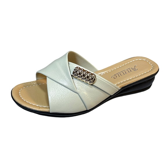 GHSOHS Slippers for Women Breathable Sandals Womens Shoes Slip-on Thong Sandals Women Summer Slip on Casual Open Toe Wedges Soft Bottom Breathable Slippers Shoes Sandals Casual Walking Shoes 37