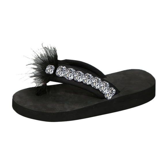 GHSOHS Slippers for Women Platform Sandals Summer Fashion Clip Toe Rhinestone Slippers Casual Comfortable Outdoor Beach Shoes Flip Flops Walking Shoes Comfy Sandals for Women,Size 39