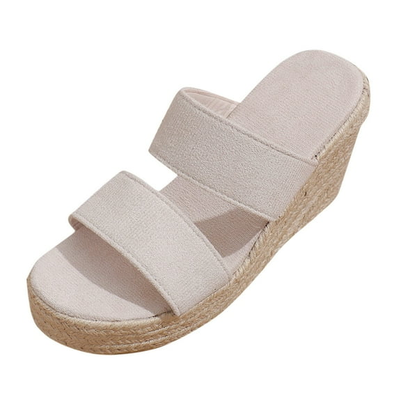 GHSOHS Slippers for Women Platform Sandals Summer Fashion Slope Heel Open Toe Suede Solid Color Sandal Slippers Casual Comfort Out Slippers Flip Flops Brown Sandals for Women,Size 39