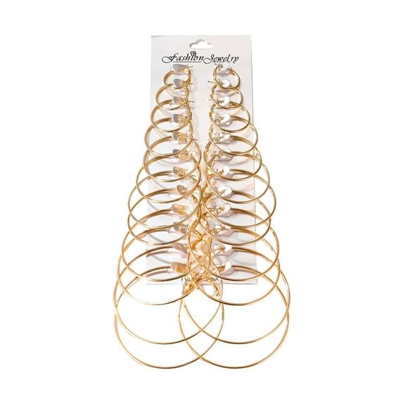 GHSOHS Sterling Silver Earrings 6 Pairs Rock Exaggerated Big Circle Hoop Earrings Set Temperament Minimalist Silver Gold Plated Round Geometric Earrings Jewelry Gift Fashion Earings Ear Ring