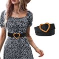 thumbnail image 1 of GHSOHS Straw Woven Elastic Belts for Women Rattan Braided Stretch Wide Belt Heart Shape Wooden Buckle Waist Belts for Dresses Jeans Pants Black, 1 of 4