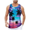 thumbnail image 1 of GHSOHS Tank Tops Men Workout Tee Tops Fashion Shirts Light Blue Mens T-Shirts Plus Size Mens Graphic Tank Tops Mens Summer Vacation Beach Print Top Vest Sleeveless Top,3XL, 1 of 5
