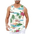 thumbnail image 1 of GHSOHS Tank Tops Men Workout Tee Tops Vintage Shirts White Mens T-Shirts Large Size Work Out Shirts Mens Summer Vacation Beach Print Top Vest Sleeveless Top,M, 1 of 5