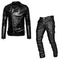 thumbnail image 1 of GHSOHS Track Suits for Men Set Suits for Men Punk Casual Suit Leather Leather Pants Set Of Two Pieces 2 Piece Outfits Mens Clothing Tracksuits Sweatsuit Jogger Sets, 1 of 2