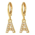 thumbnail image 1 of GHSOHS Trendy Gold Initial Earrings for Women 26 Alphabet Sparking Diamond Rhinestone Pendant Hoop Earrings Party Jewelry Birthday Gift A, 1 of 4