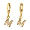 thumbnail image 1 of GHSOHS Trendy Gold Initial Earrings for Women 26 Alphabet Sparking Diamond Rhinestone Pendant Hoop Earrings Party Jewelry Birthday Gift M, 1 of 4