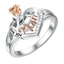 GHSOHS Vintage Ring Fashion Jewelry Rings for Women Gold Filled Ring Silicone Ring To My Mom To My Daughter Love Rhinestone Ring Mom Daughter Rhinestone Ring Rose Love Ring Finger Ring