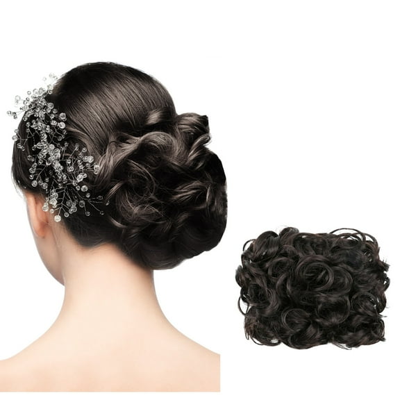 GHSOHS Wigs Human Hair Black Hairpieces Cute Black Wig Long Wavy Wigs Blonde Wig Mega Large Thick Curly Chignon Messy Bun Updo Clip in Hair Extensions As Real Natural Hairline Wigs Bob Wigs