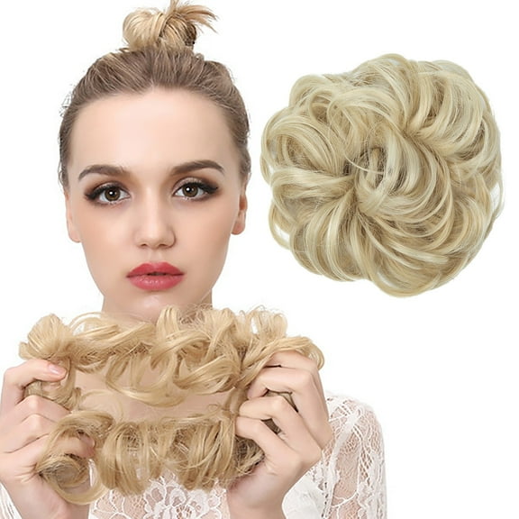 GHSOHS Wigs Human Hair Deep Wave Human Hair Bundles Hair Extensions Hair Extension Ponytail with Elastic Rubber Band Updo Extensions Hairpiece Synthetic Ponytail Extensions Scrunchies for Women