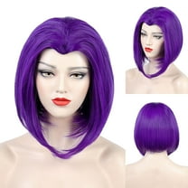GHSOHS Wigs Human Hair Natural Hair Extensions Natural Wavy Wigs Human Hair Purple Wig Short Bob Wigs for Women 12Inch Heat Middle Part Straight Synthetic Halloween Wig Hairpieces Hair Accessories