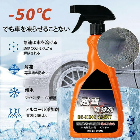 GHSOHS Windshield De-Icer Snow Melting Defrost Liquid for Car Window Cleaner Winter Snow Removal Snow Melting Agent Snowmelt Deicing Agent for Car Windshields 500ml