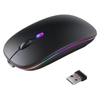 GHSOHS Wireless Mouse Rechargeable Smooth Silent Clicks Computer Mouse with USB Receiver Mobile Optical Ergonomic Mouse Light Portable Computer Mice for Laptop Desktop Gaming,Black