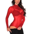 thumbnail image 1 of GHSOHS Women's Mesh Sheer Long Sleeve Bodysuit See Through Slim Thong Jumpsuit Party Turtleneck Body Suit Lingerie Leotards, 1 of 4