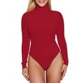 thumbnail image 1 of GHSOHS Women's Turtleneck Long Sleeve Bodysuit Casual Solid High Neck Slim Thong Jumpsuit Leotard Club Party Going Out Tops Shirt, 1 of 6