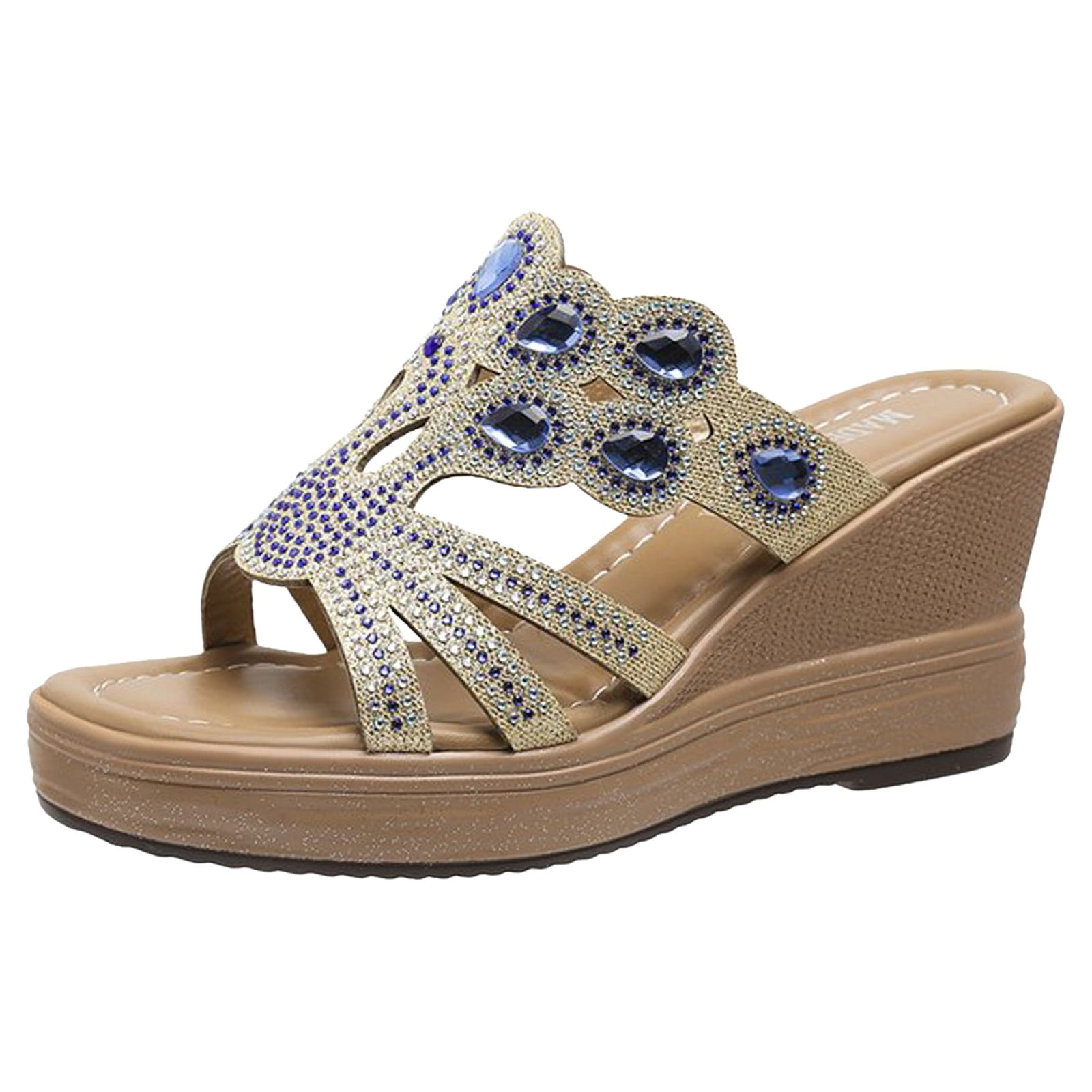 GHSOHS Womens Sandals Bling Wedge Sandals Flip Flops Slippers