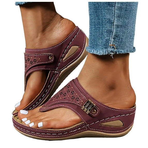 GHSOHS Womens Sandals Slippers White Sandals Trendy Womens Shoes Sandals for Women 2024 Women Shoes Wedge Heel Platform Sandals Stylish Correctable Bohemian Beach Thong Sandals Walking Sandals,8