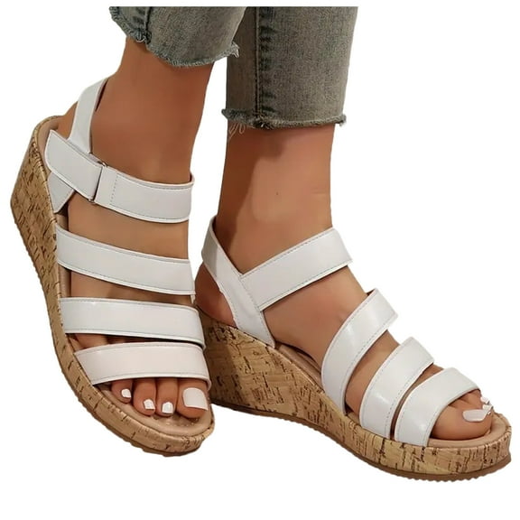 GHSOHS Womens Sandals Slippers Women's Athletic Outdoor Sandals Bohemia Sandels Womens Beach Sandals Summer Shiny Leather Fish Mouth Roman Shoes Beach Slope Heel Sandals Slippers Sandals for Wome,6.5