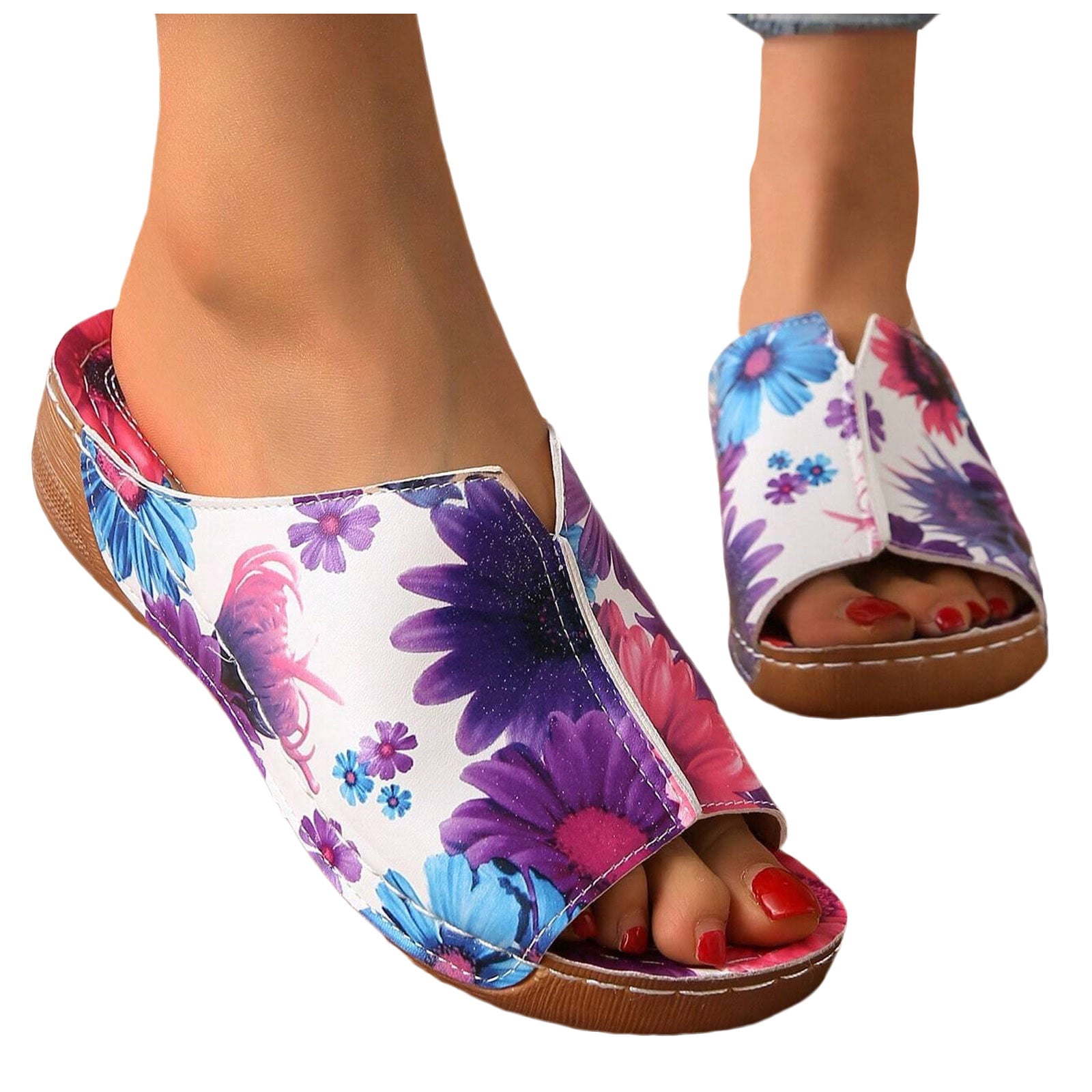 GHSOHS Womens Sandals Slippers Women's Athletic Outdoor Sandals Boho Flip Flop Arch Support ...