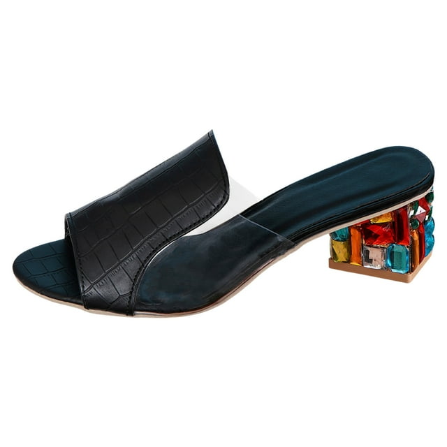 GHSOHS Womens Sandals Slippers Women's Sandals Fashion Swim Shoes Platform Sandals Color Blocking Thick Heel Square Heel Open Toe Breathable Comfortable Summer Casual Shoes Wedge Sandals,9