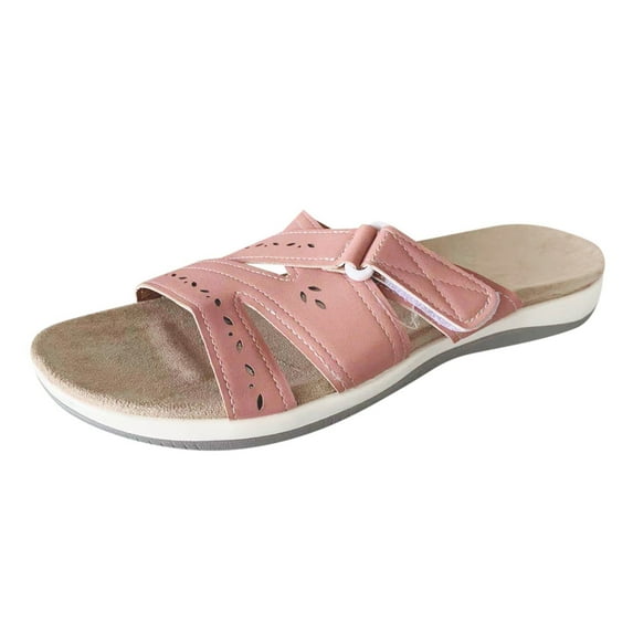 GHSOHS Womens Sandals Slippers Women's Flip-Flops Shoes for Women Wedge Heels Women Shoes Comfortable Soft Sole Sandals Arch Corrective Sandals Black Beach Sandal Strappy Sandals for Women,7.5