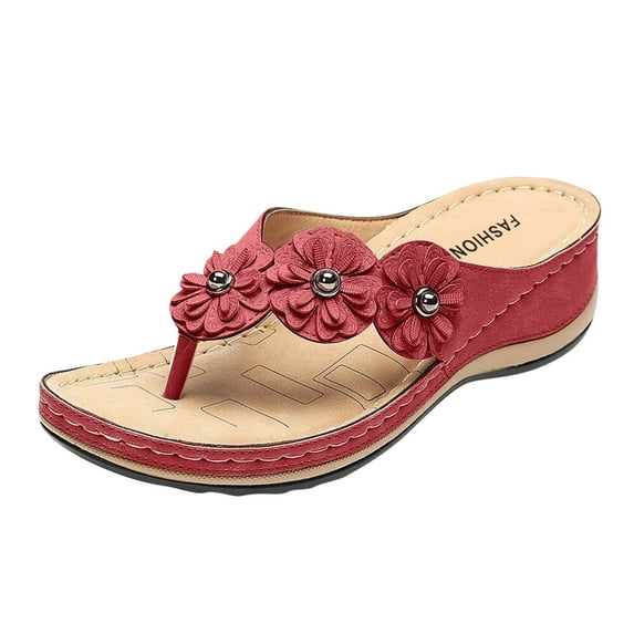 GHSOHS Womens Sandals Slippers Women's Heeled Sandals Summer Wedges Summer Sandals for Women Shoes Open Toe Thong Sandals And Comfortable Outdoor Beach Casual Sandals Gold Sandals for Women,8.5