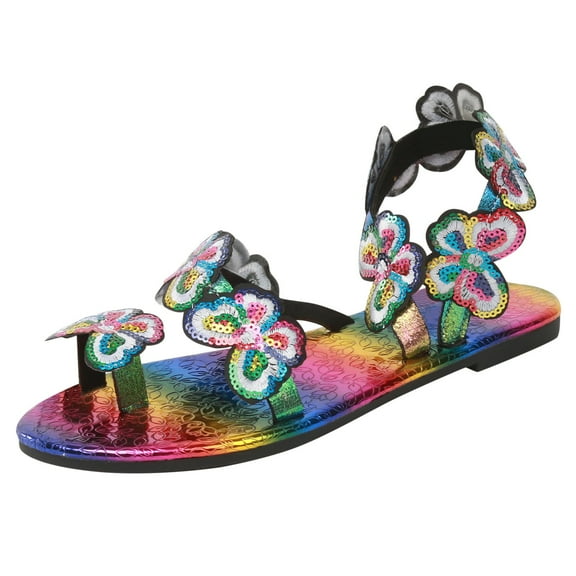 GHSOHS Womens Sandals Slippers Women's Strappy Sandals Summer Wedges Womens White Sandals Slippers Bridal Sandals Banquet Wedding Beach Shoes Beach Sandal Walking Shoes Flat Sandals for Women,7.5