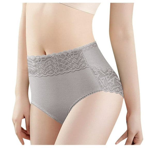 GHSOHS Womens Underwear Brief Comfortable Underwear Pack Thong Women's Briefs Lace Trim Plus Size Panties Cotton Crotch Seamless Underwear No Show Lace Panties Grey Boyshorts Panties for Women S,XL