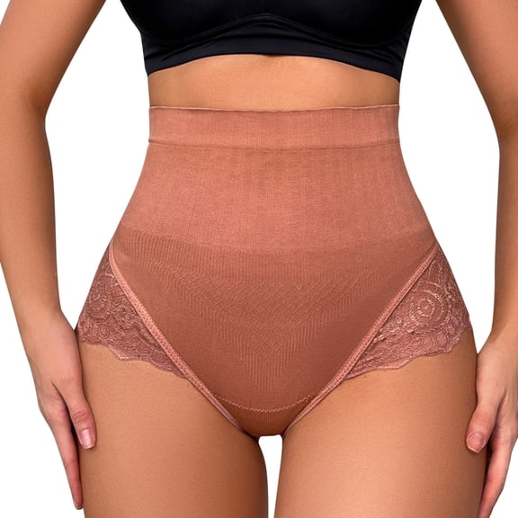 GHSOHS Womens Underwear Briefs French Cut Underwear for Women High Waist Striped Tangas No Show Bikini Flroal Lace Thongs Underwear Panties Cotton Lace Underwear Underpants Hipster Panty Rose Gol,L