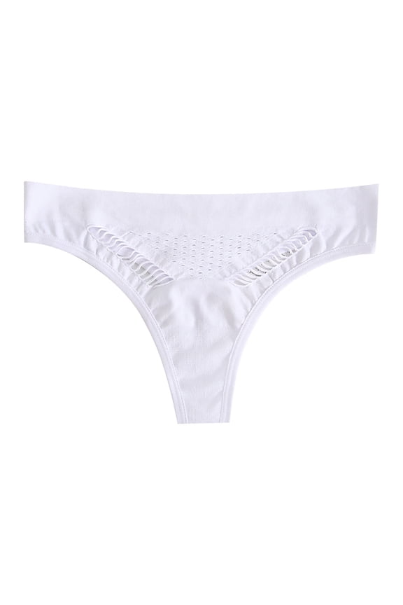 Womens Underwear Panties Cotton Briefs for Women No Lines Panties for Women Thong Hollow T Pants Low Waist Underwear Pants Cotton Crotch Seamless Underpants No Show Lace Panties White Tho