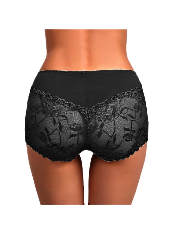 Womens Underwear Panties Cotton Seamless Underwear Panties for Women Lace Panties Underwear G String Thongs Lingerie for Women's Bikini Brief Underwear Panties for Women Black Thongs Wome,L