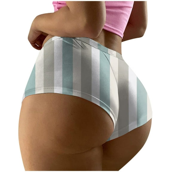 GHSOHS Womens Underwear Panties Intimate Wear Cotton Underwear Fashion High Waist Underwear Printed Seamless Breathable Panties Briefs Panties Cotton Crotch Underpants Grey Thongs for Women,XXL