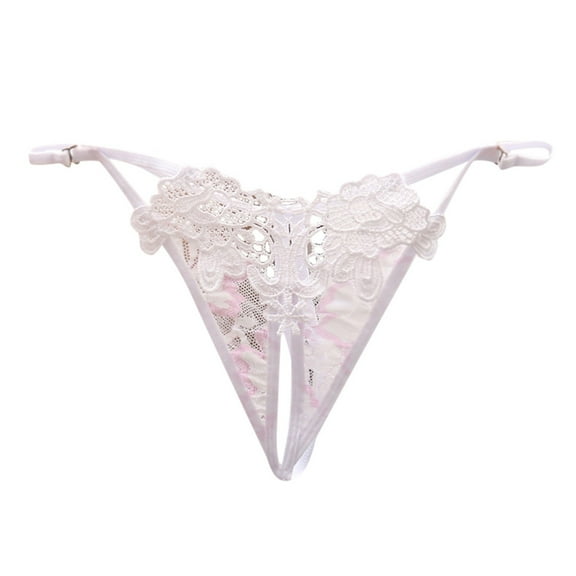 GHSOHS Womens Underwear Panty Women Cotton Underwear Plus Size Underwear And Tempting Hollowed Out Embroidery Low Waisted Open Crotch Thong Beautiful Side Opening T Pants White Briefs U