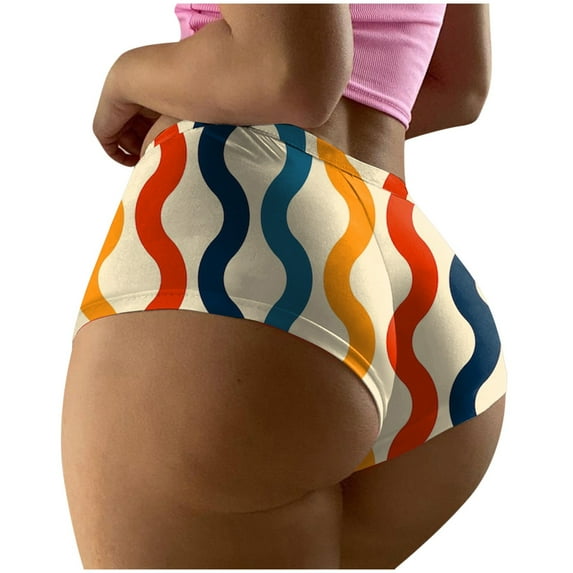 GHSOHS Womens Underwear Pantys Open Crotch Panties Lace Panties Women's Fashion High Waist Underwear Printed Seamless Breathable Panties Briefs Panties Cotton Crotch Underpants Orange Brief Tumm,L