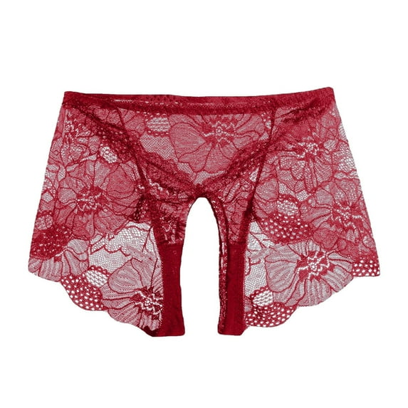 GHSOHS Womens Underwear Pantys Pink Underwear Pink Panties Lace Embroidered V Neck Open Back Briefs Wear Translucent And Breathable For Occasions Cotton Crotch Seamless Underwear Red Brief Thong,XXL